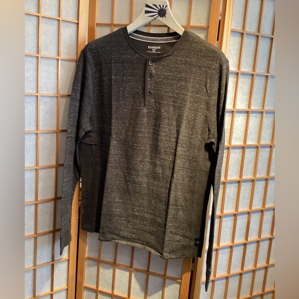 Express Textured Waffle Knit Long Sleeve Henley Men's Size Large